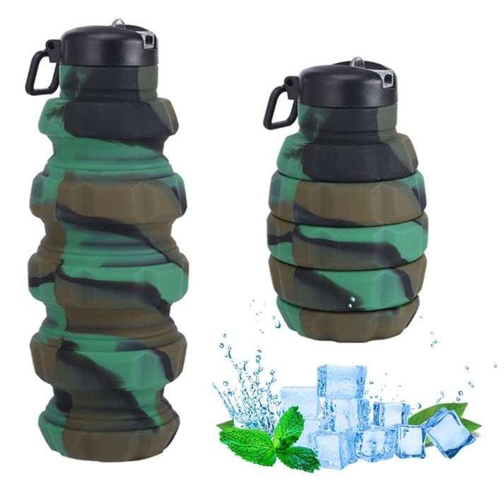 Sticlă de apă pliabilă tip grenadă, fără BPA, 500 ml – imagine 1