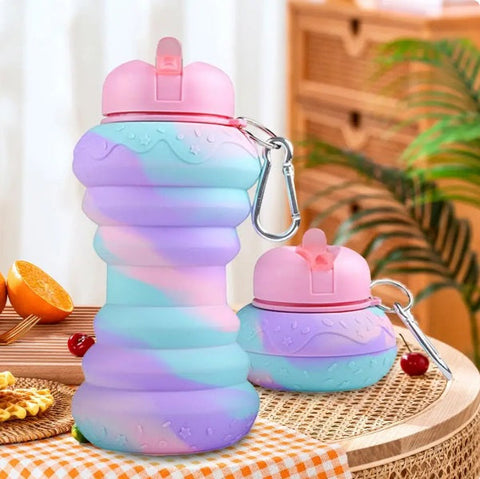 Sticlă sport pliabilă, 600 ml, portabilă și rezistentă la scurgeri – imagine 1