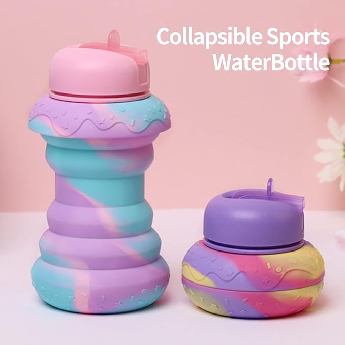 Sticlă sport pliabilă, 600 ml, portabilă și rezistentă la scurgeri – imagine 2