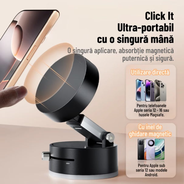Suport telefon auto, rotire 360°, prindere puternică, compatibil iPhone și Android