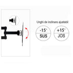 Suport TV de perete HDL-117B-2, Doua brate, Reglabil, 50kg, 14-55, Negru