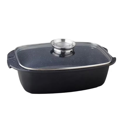Tavă marmorată Royalty Line, 32 cm, cu capac și capacitate 5 L