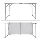 Set camping, cu masa si 4 scaune,120 x 60 x 55/63/70 cm, reglabil, din aluminiu si MDF – imagine 3
