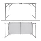 Set camping, cu masa si 4 scaune,120 x 60 x 55/63/70 cm, reglabil, din aluminiu si MDF – imagine 4