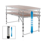Set camping, cu masa si 4 scaune,120 x 60 x 55/63/70 cm, reglabil, din aluminiu si MDF – imagine 6