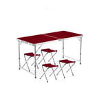 Set camping, cu masa si 4 scaune,120 x 60 x 55/63/70 cm, reglabil, din aluminiu si MDF – imagine 7