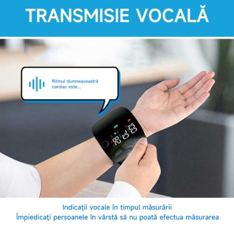 Tensiometru de încheietură reîncărcabil cu ecran LED, inteligent vocal la atingere, digital automat, monitor de tensiune arterială, ritm cardiac, puls, monitor de tensiune arterială