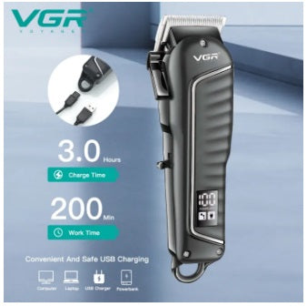 Masina de tuns profesionala, VGR 683, afisaj digital, accesorii incluse, incarcare USB