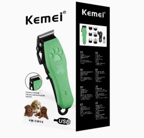 Mașină de tuns pentru căței, Kemei, Km-Cw10 USB, Reîncărcabilă, verde