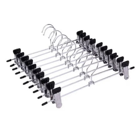 Set 10 umerașe ( 40 cm )  cu cleme, pentru fuste și pantaloni, Inox/Silicon, Argintiu, 40 cm