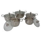 Set de oale din inox cu capace din sticlă