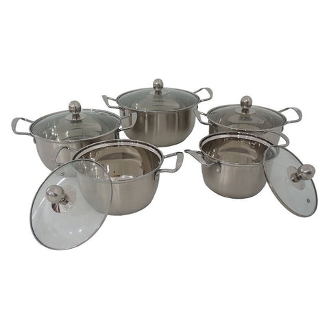 Set de oale din inox cu capace din sticlă