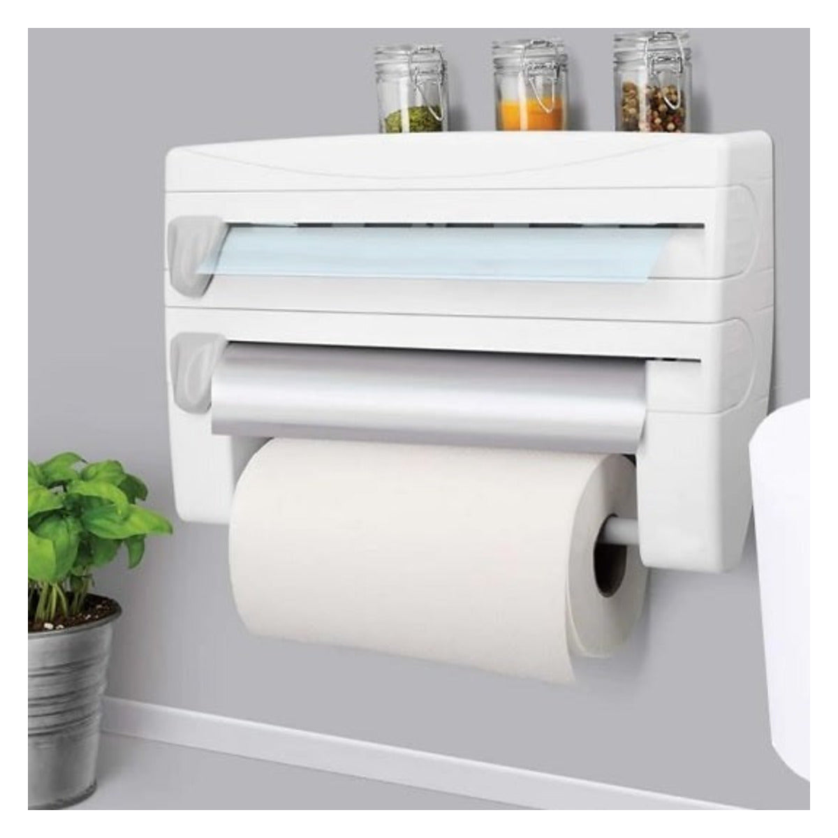 Dispenser de bucătărie patru în unu pentru folie și șervețele