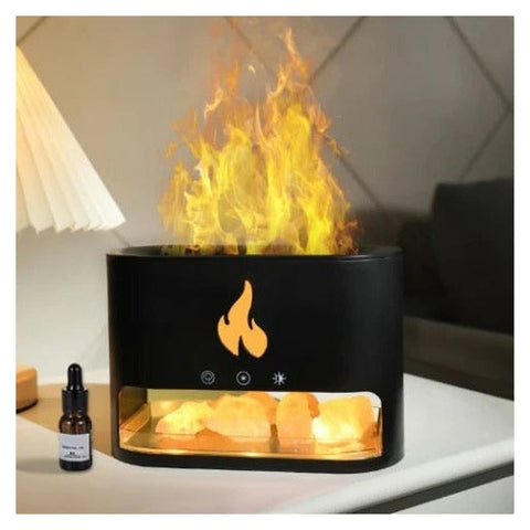 Aparat aromaterapie, umidificator cu flacără, 3D, USB, 4 culori, cristale de sare – imagine principală