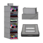 Organizator dulap, 6 compartimente, textil, cu rafturi pentru depozitare, 120 x 30 x 30 cm, negru – imagine principală