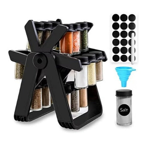 Set 18 recipiente condimente cu suport rotativ, 34x23 cm, pivotant 360°, cutie single 100ML – imagine principală
