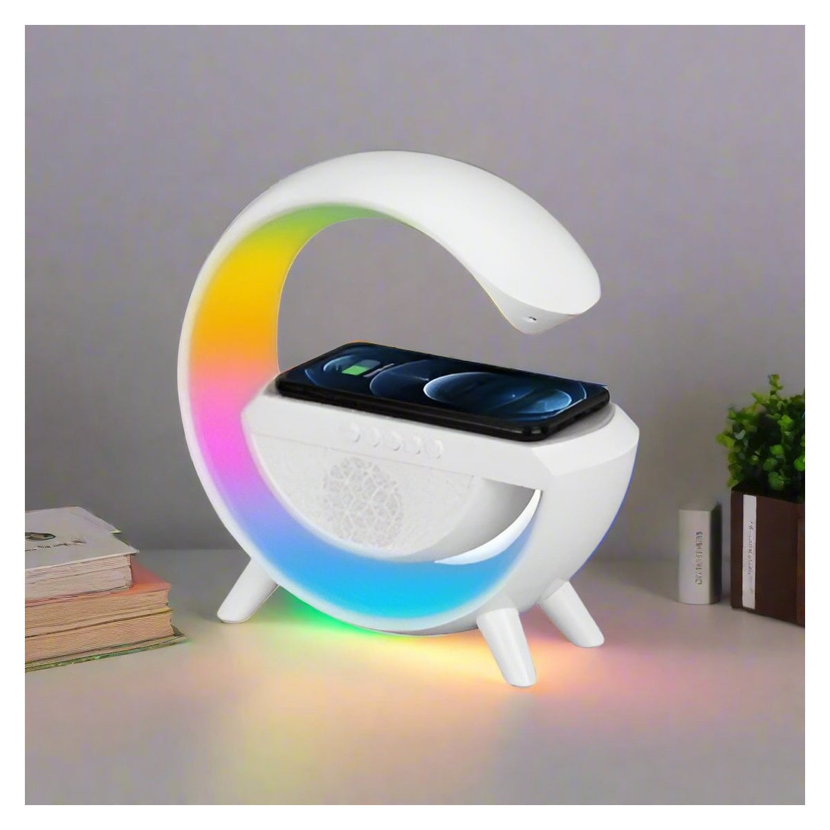 Lampă 3 în 1 RGB cu lumină ambientală, încarcare wireless, speaker,bluethoot – imagine principală