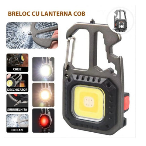 Lanternă LED tip breloc multifuncțională, șurubelnițe, cheie, deschizator sticle – imagine principală