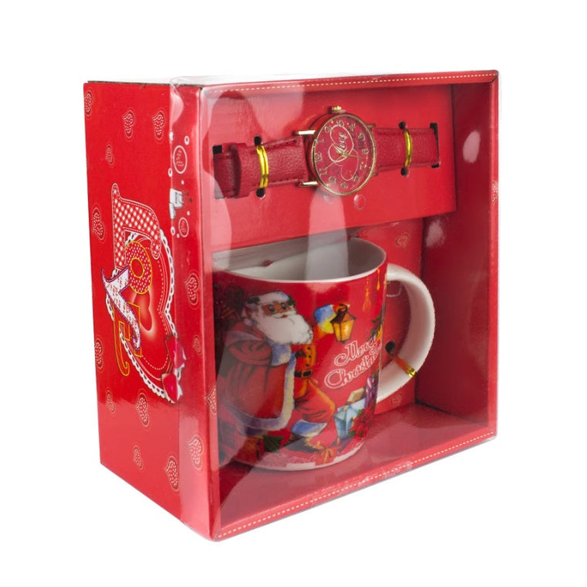 Set cana ceramica Craciun si ceas de mana in ambalaj cadou, 370 ml, 8.5x9 cm, – imagine principală