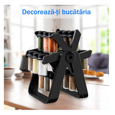 Set 18 recipiente condimente cu suport rotativ – imagine principală