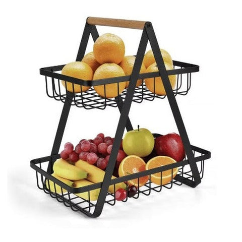 Coș pentru fructe metalic pentru fructe și legume cu 2 etaje, 27x17 cm – imagine principală