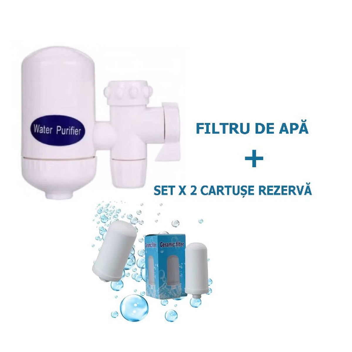 Filtru pentru apă curentă Water Purifier, cărbune activ + Set 2 x Cartușe rezervă – imagine principală