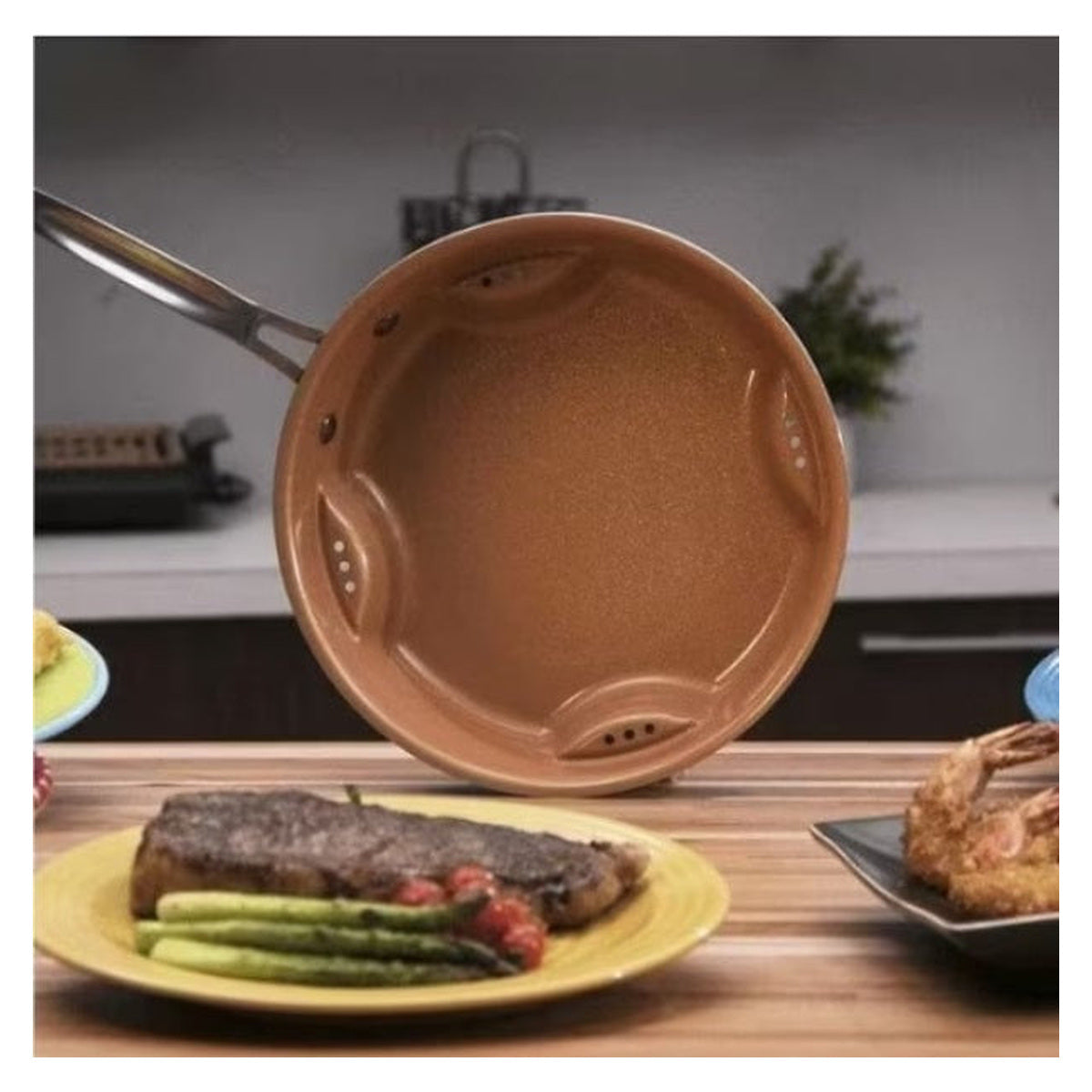 Tigaie ceramica antiaderenta cu trafic de aer, maro, 25 cm – imagine principală