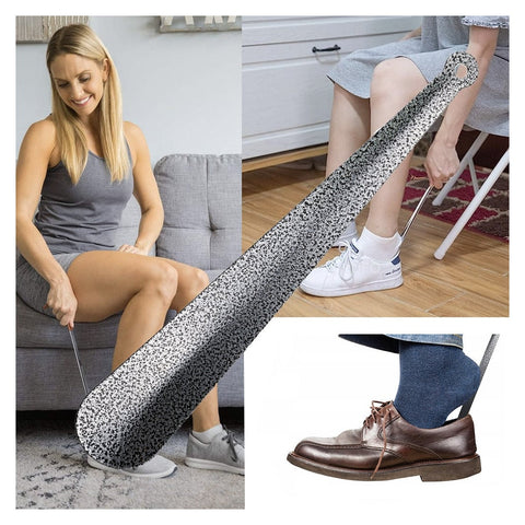 Încălțător metalic lung de 45 cm pentru pantofi, argintiu – imagine principală