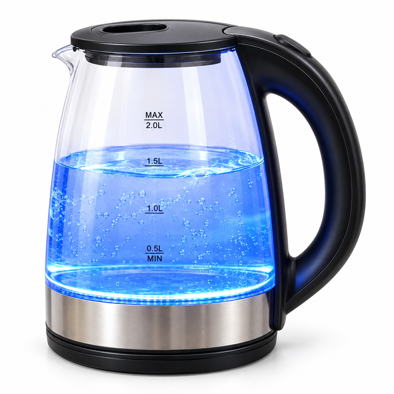 Fierbător electric Loves Home, 2 L, 1500 W, LED albastru – vedere principală
