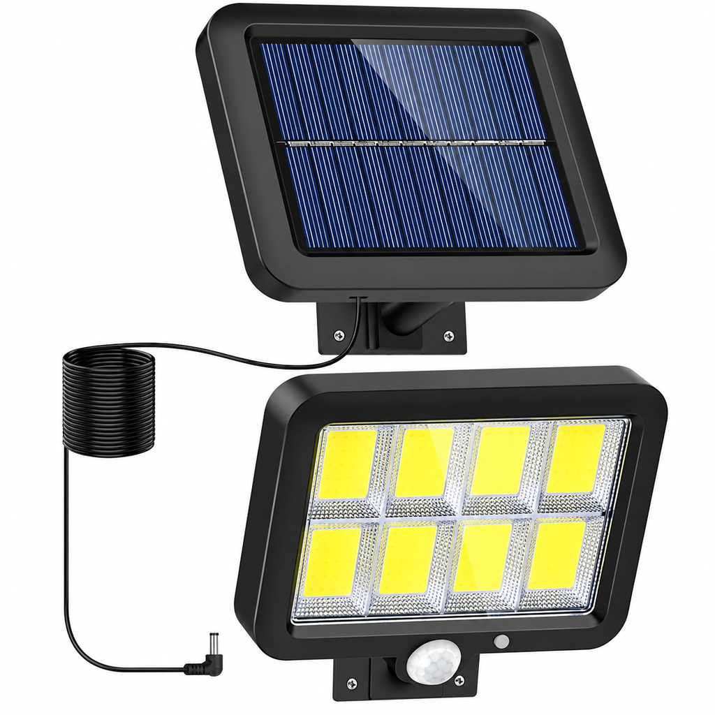 Lampă solară cu 8 panouri COB și panou solar