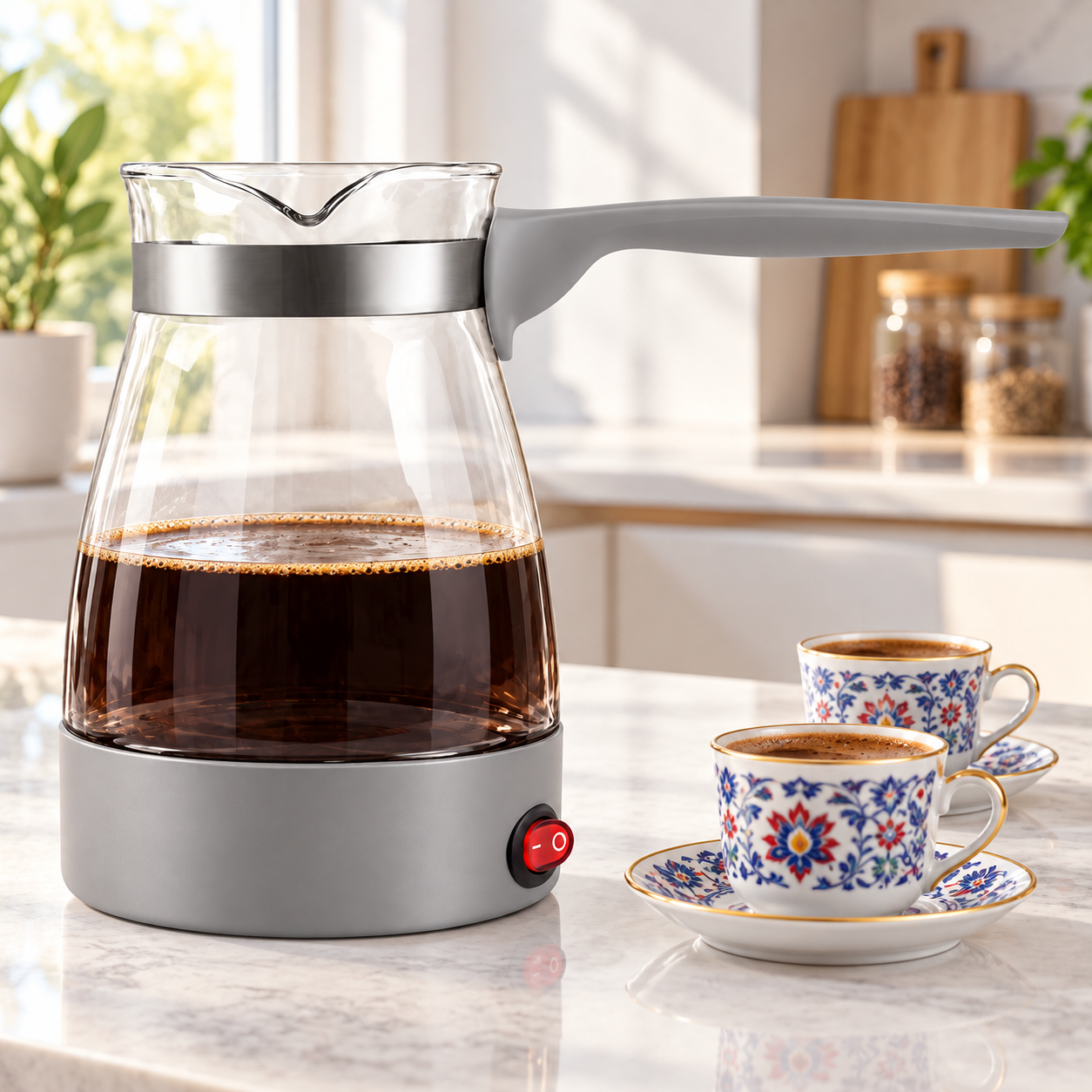 Ibric electric MARADO MA-1634 gri, imagine ilustrativă într-o bucătărie