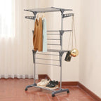 Uscator Vertical pentru Rufe Haine Mobil si Pliabil cu Suport Umerase, Inaltime 175 cm