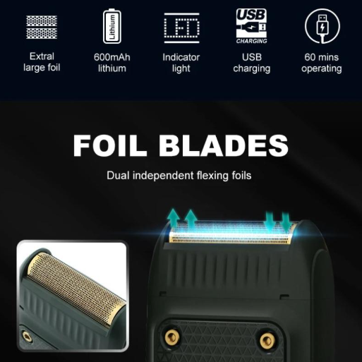 Aparat de ras electric VGR V-353 cu folie dublă, pentru barbă, față și contur, USB, autonomie 60 minute