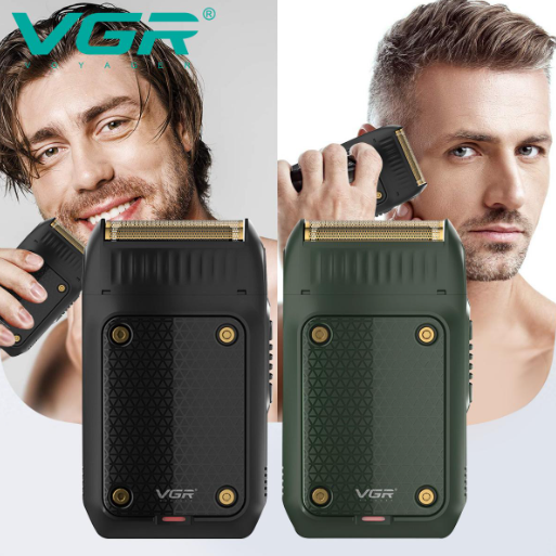 Aparat de ras electric VGR V-353 cu folie dublă, pentru barbă, față și contur, USB, autonomie 60 minute