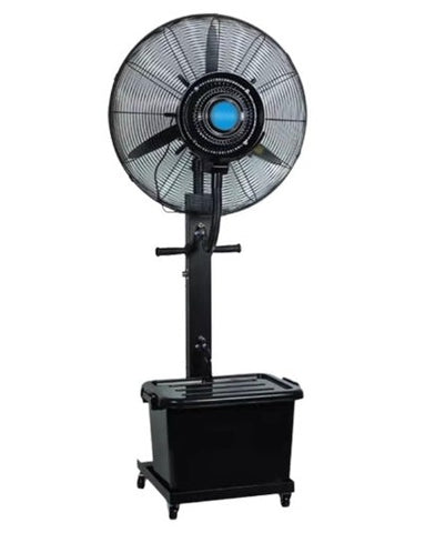 Ventilator Industrial cu Pulverizare Apa, pentru Exterior si Interior, pentru Terasa, 260 W, Diametru 71 cm, Picior Reglabil, Negru,