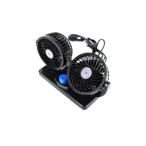 Ventilator auto dublu 12 V cu două capete rotative