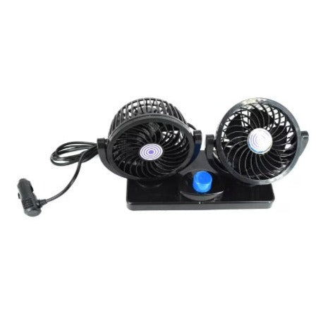Ventilator auto dublu 12 V cu două capete rotative