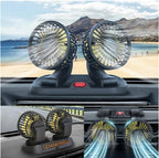 Ventilator auto dublu, rotație la 360°, cu plăcuță pentru număr de telefon – imagine 2