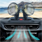 Ventilator auto dublu, rotație la 360°, cu plăcuță pentru număr de telefon – imagine 4