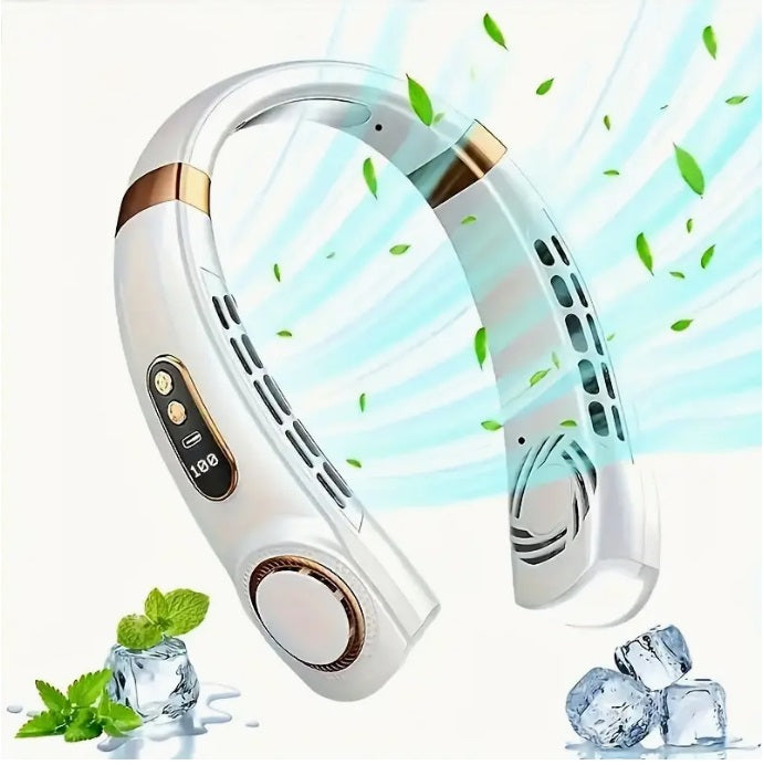 Ventilator portabil pentru gât, afișaj LED, 5 trepte și iluminare ambientală – imagine 11