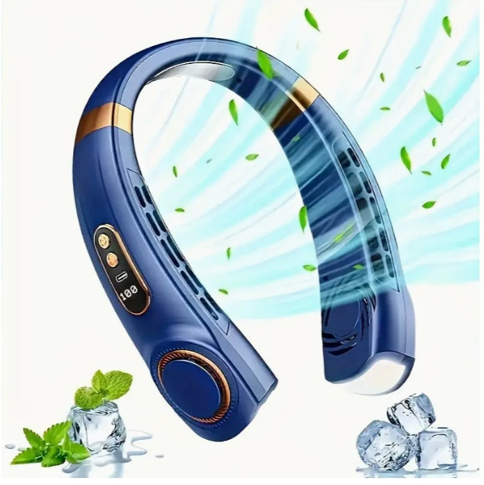 Ventilator portabil pentru gât, afișaj LED, 5 trepte și iluminare ambientală – imagine 6