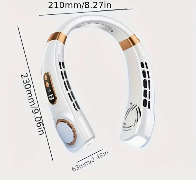 Ventilator portabil pentru gât, afișaj LED, 5 trepte și iluminare ambientală – imagine 7