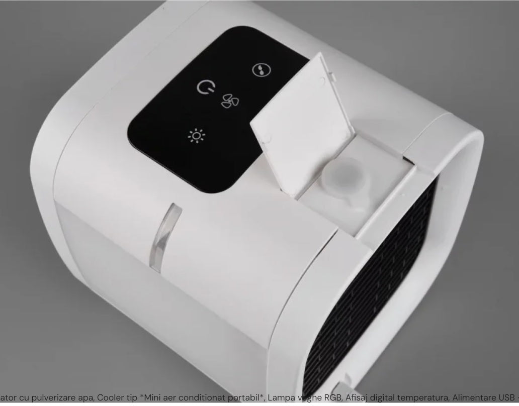 Ventilator portabil cu rezervor de apă și afișaj digital