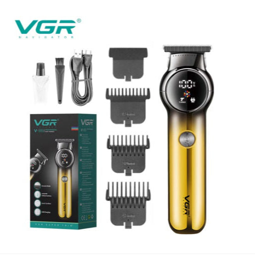 Mașină de tuns Pro VGR V-989 + 3 capete, 1,5 mm, 3 mm si 4,5 mm, fără fir, auriu