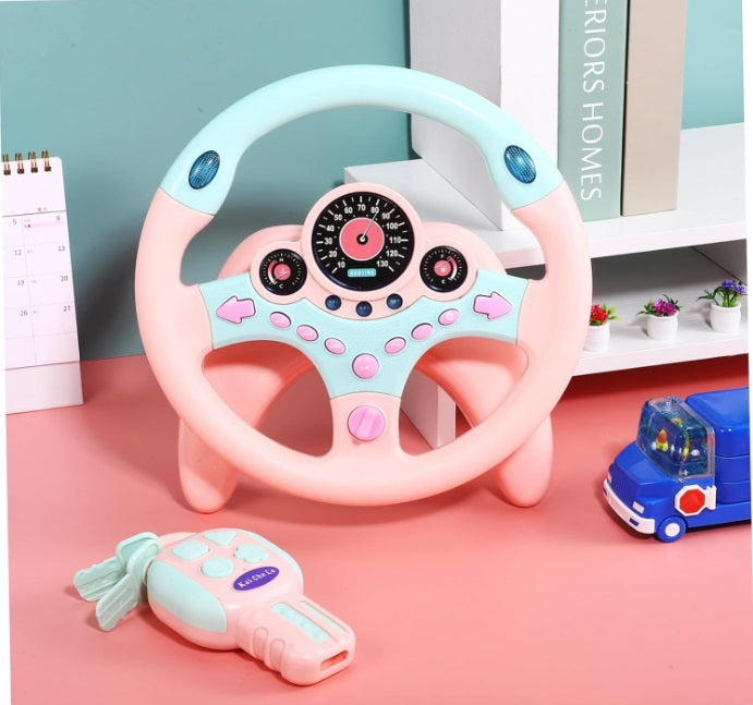 Volan interactiv cu sunete și lumini, simulator condus, cu suport, rotire 360 grade – imagine 5