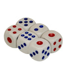 Set 6 zaruri, rosu / albastru, latura 1.5 cm