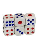 Set 6 zaruri, rosu / albastru, latura 1.5 cm