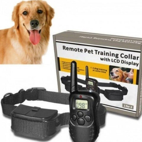 Set Zgarda electrica pentru dresaj canin, raza 300m, ajustabila, rezistenta la ploaie si praf - Pet Training Collar LCD Display