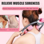 Aparat manual pentru masaj muscular, cu 5 role