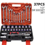 Trusă 37 piese chei si tubulare 1/2", tubulare pentru bujii, intermediar cardanic, extensie adaptor